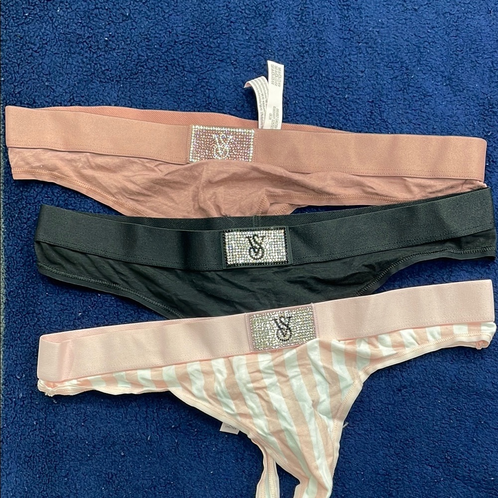 Victoria's Secret Pink and Black Thong Panties Collection